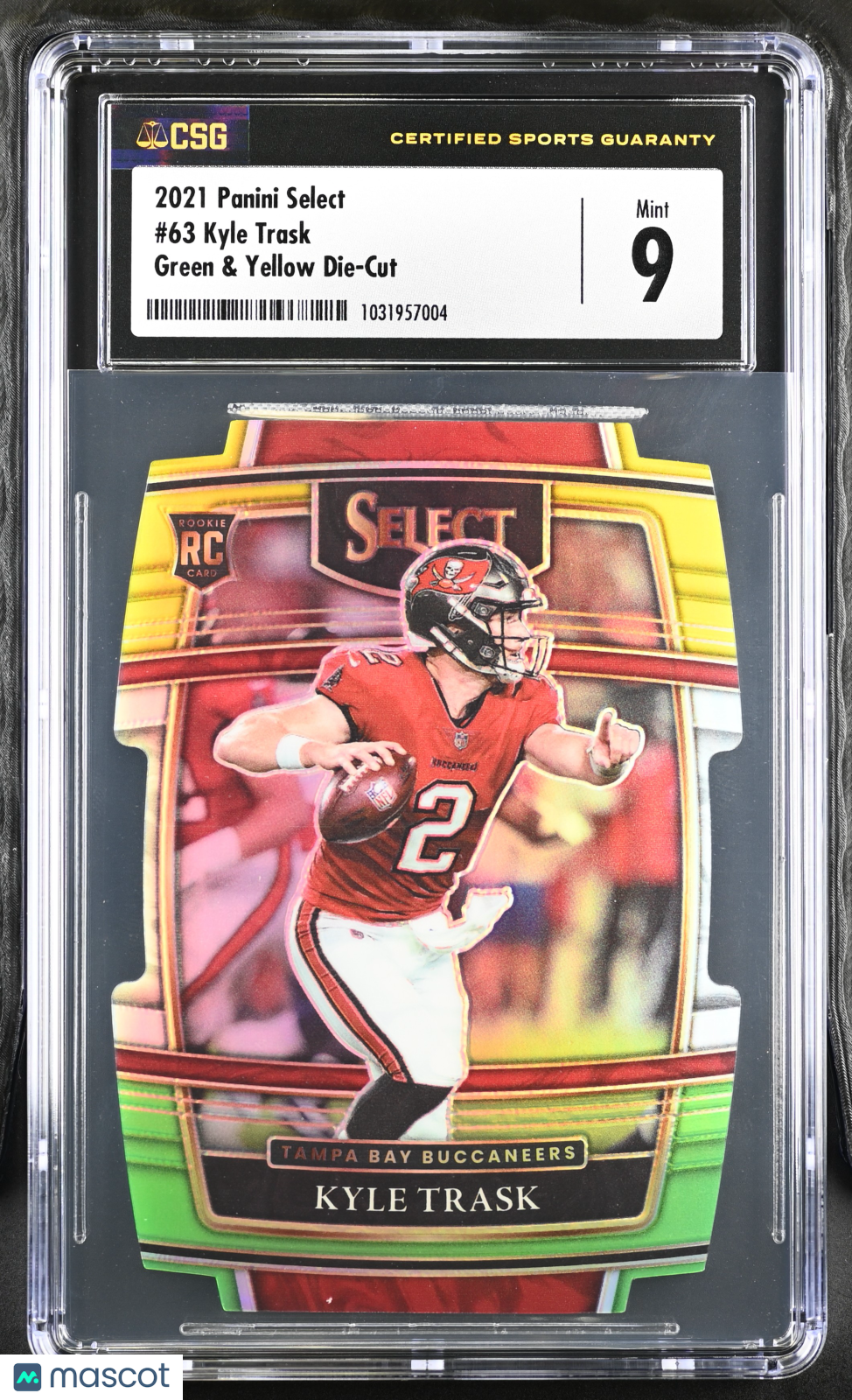 2021 Panini Select Kyle Trask Green & Yellow Die-Cut Rookie #63 CGC 9 Buccaneers