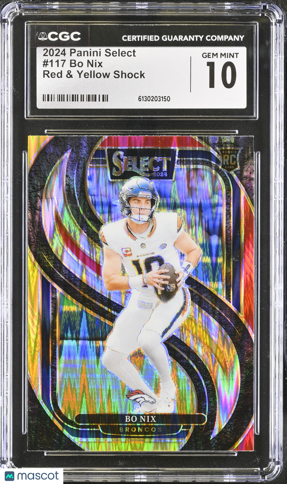 2024 Panini Select Bo Nix Red & Yellow Shock Rookie #117 CGC 10 Denver Broncos