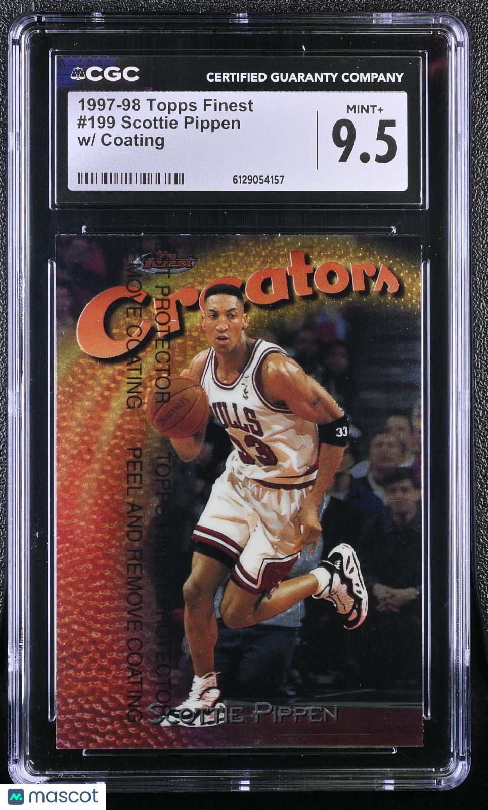 1997-98 Topps Finest Scottie Pippen w/ Coating #199 CGC 9.5 Chicago Bulls