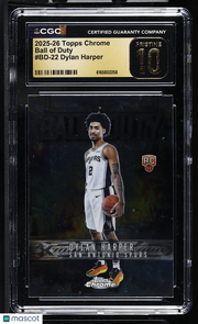 2025-26 Topps Chrome Dylan Harper Rookie Ball of Duty #22 CGC 10 Pristine Spurs