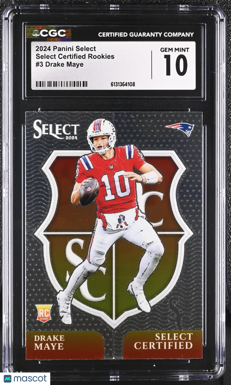 2024 Panini Select Drake Maye Select Certified Rookies #3 CGC 10 Patriots