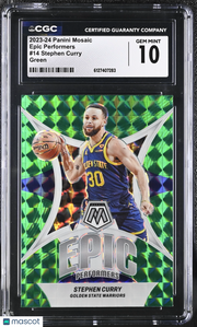 2023-24 Panini Mosaic Stephen Curry Green Epic Performers #14 CGC 10 Warriors