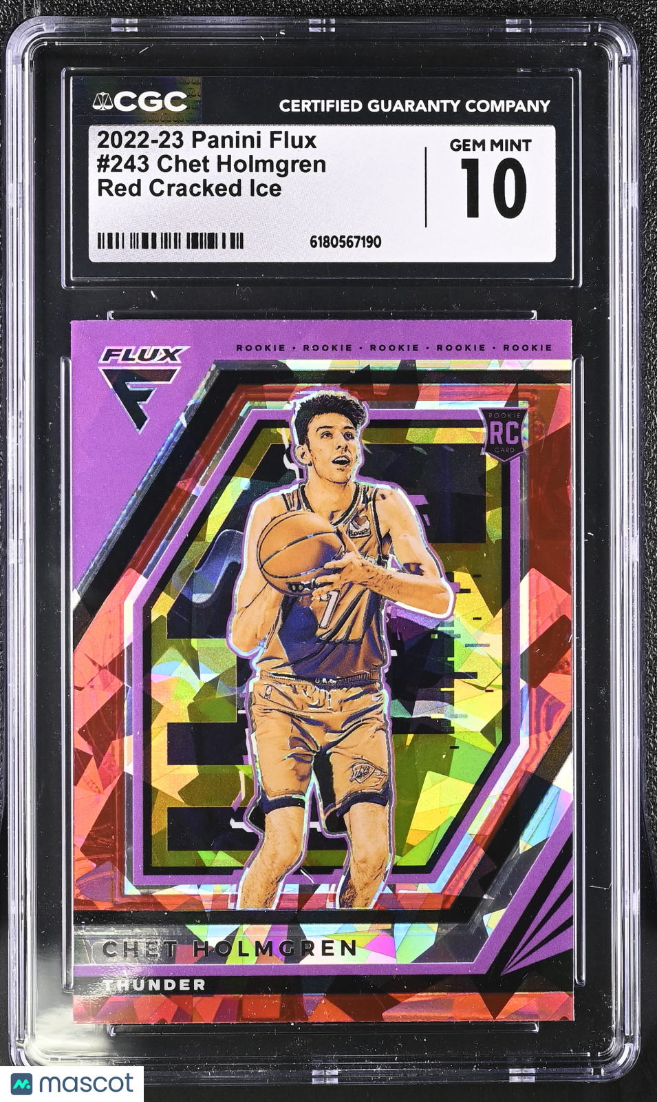 2022-23 Panini Flux Chet Holmgren Red Cracked Ice Rookie #243 CGC 10 Thunder