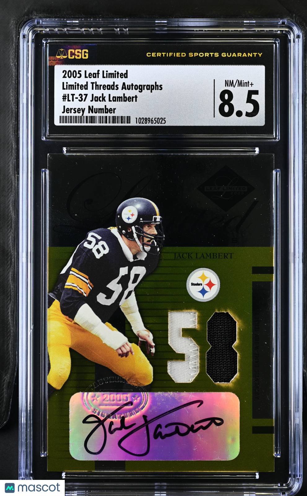 2005 Limited Jack Lambert Jersey Number /58 Threads Autograph CGC 8.5 Steelers