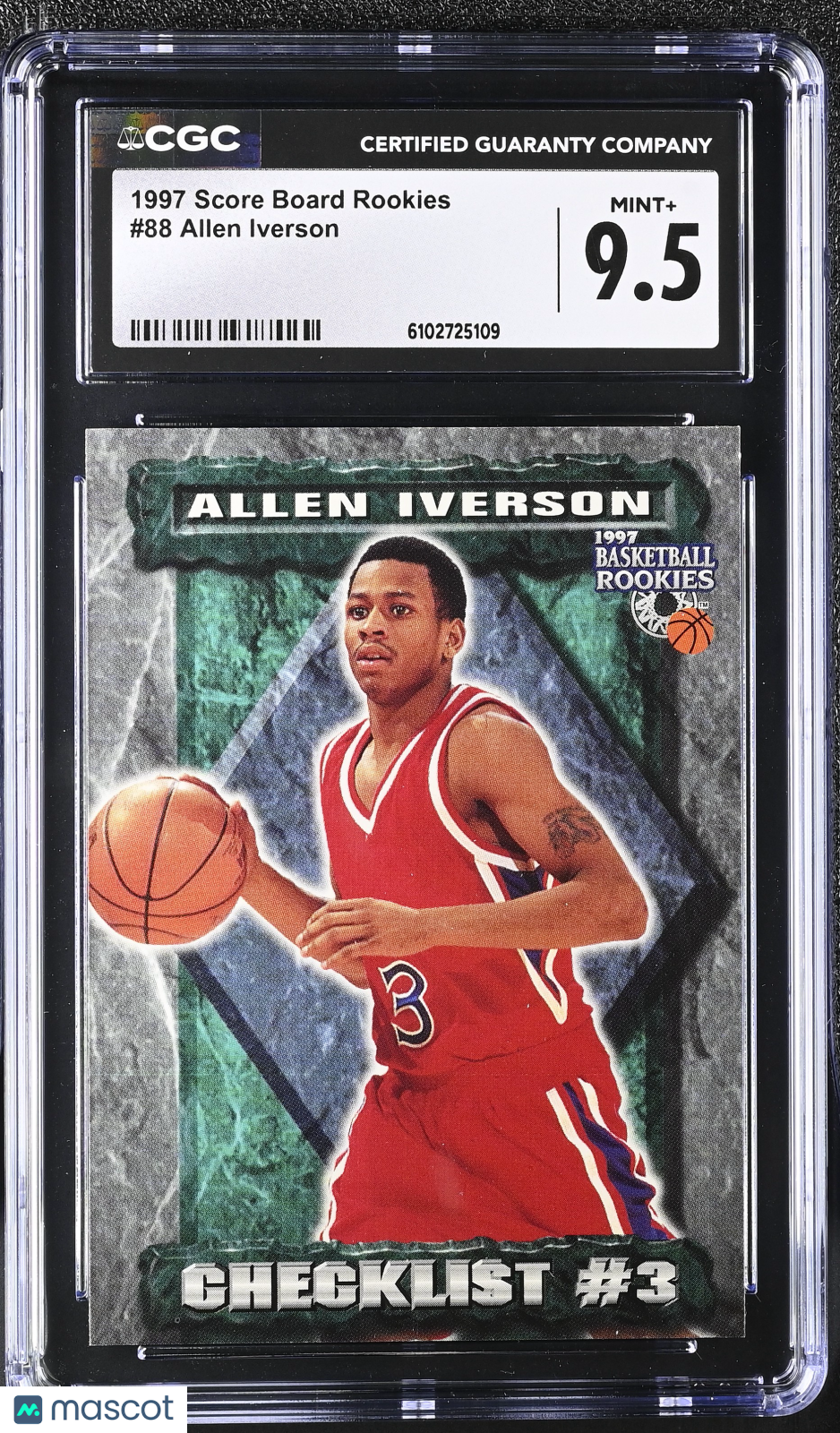 1997 Score Board Rookies Allen Iverson Rookie #88 CGC 9.5 Philadelphia 76ers