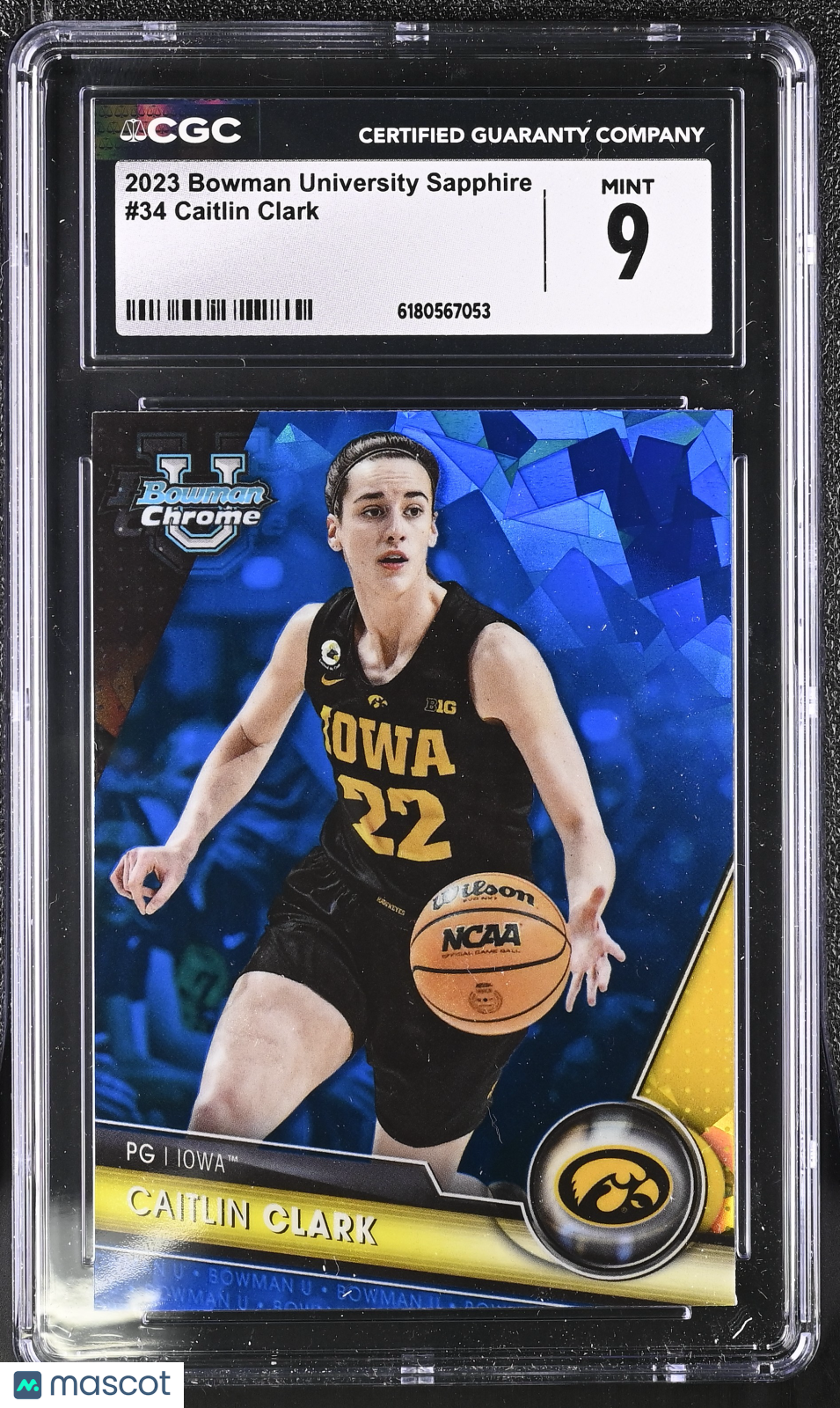 2023 Bowman University Sapphire Caitlin Clark Rookie #34 CGC 9 Iowa Hawkeyes