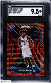2020 Panini Prizm Tyrese Maxey Ruby Wave Rookie #256 SGC 9.5