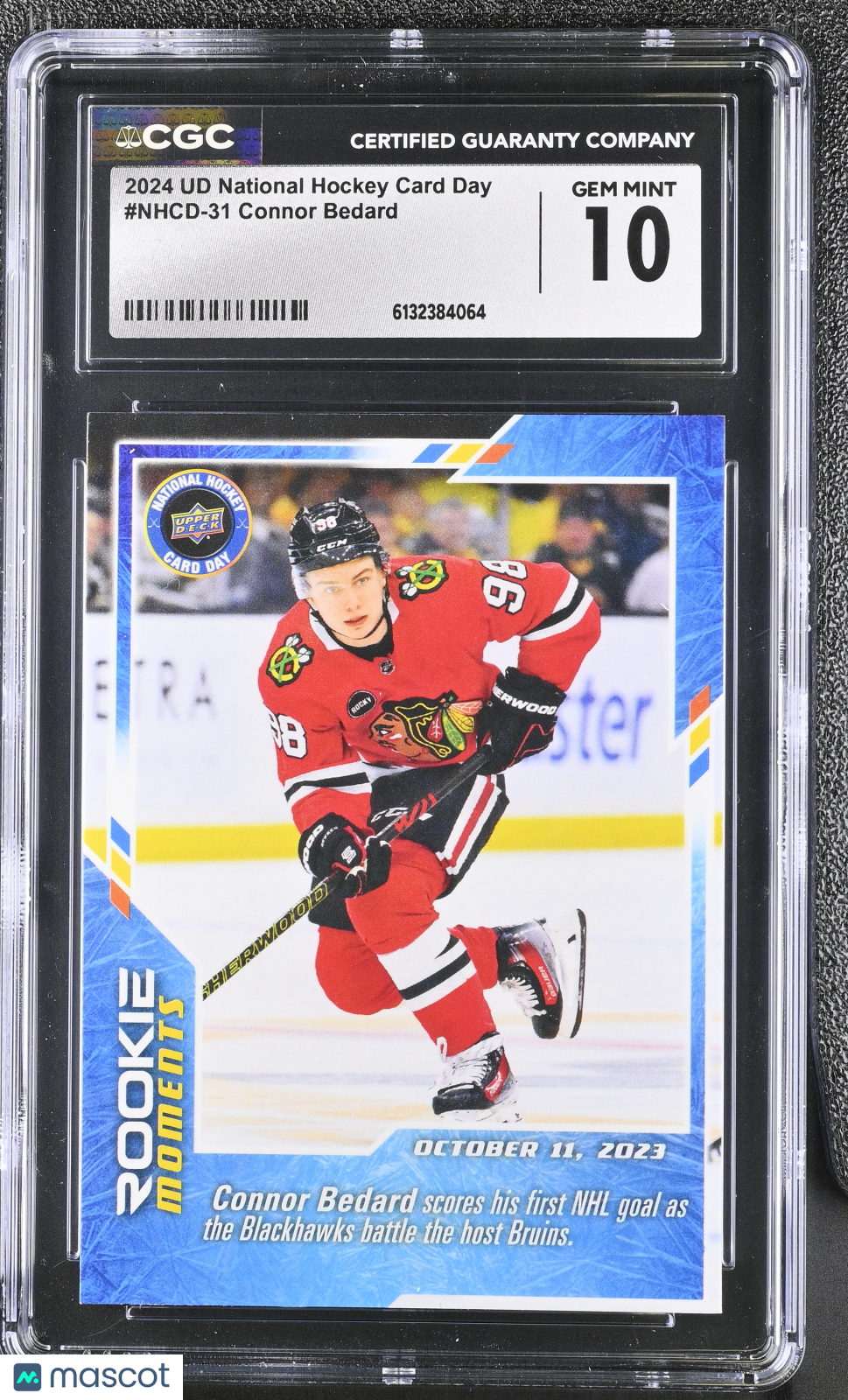 2024 UD Nat'l Hockey Card Day Connor Bedard Rookie #NHCD-31 CGC 10 Blackhawks