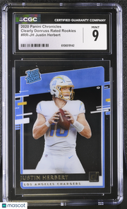 2020 Panini Chronicles Justin Herbert Clearly Donruss Rookies CGC 9 Chargers