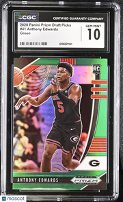 2020 Panini Prizm Draft Picks Anthony Edwards Green Rookie #41 CGC 10 Georgia