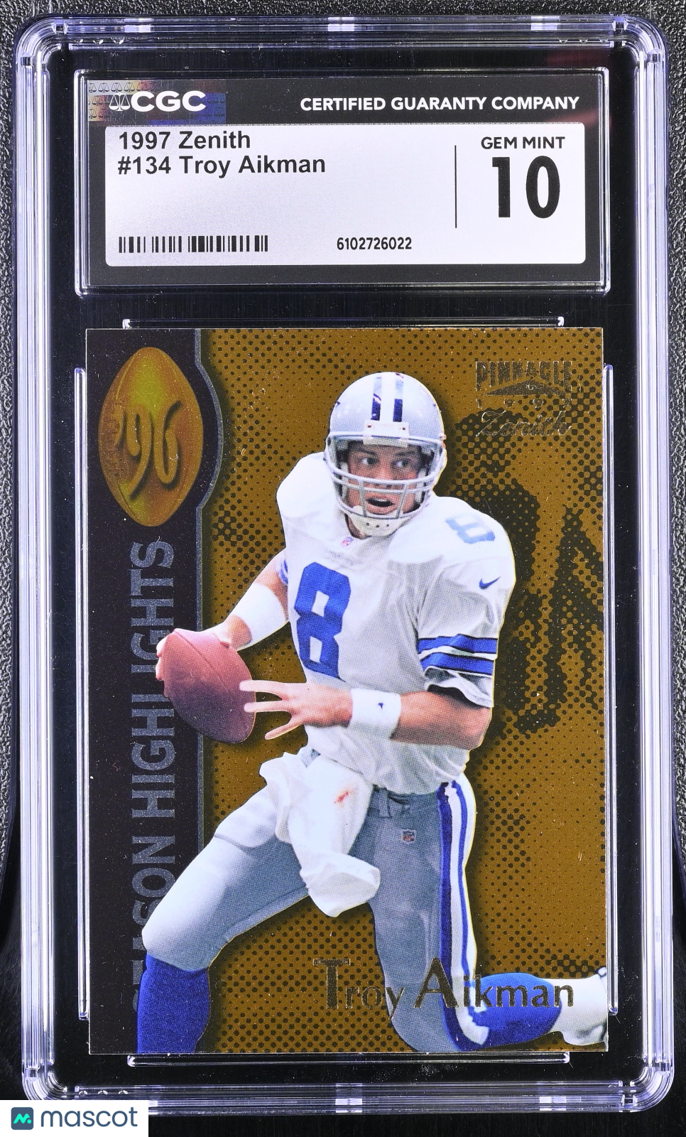 1997 Zenith Troy Aikman #134 CGC 10 Dallas Cowboys