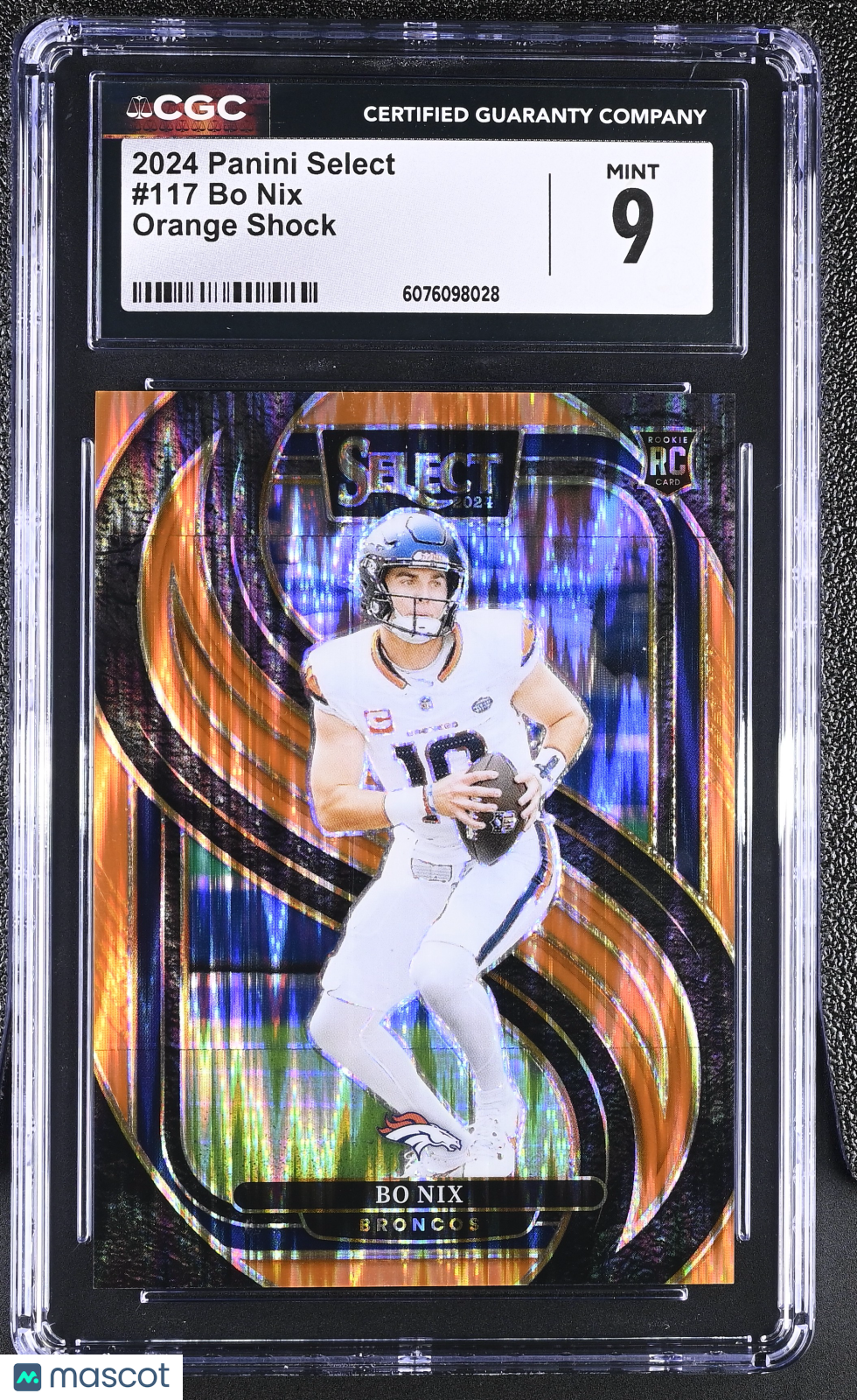 2024 Panini Select Bo Nix Orange Shock /399 Rookie #117 CGC 9 Denver Broncos
