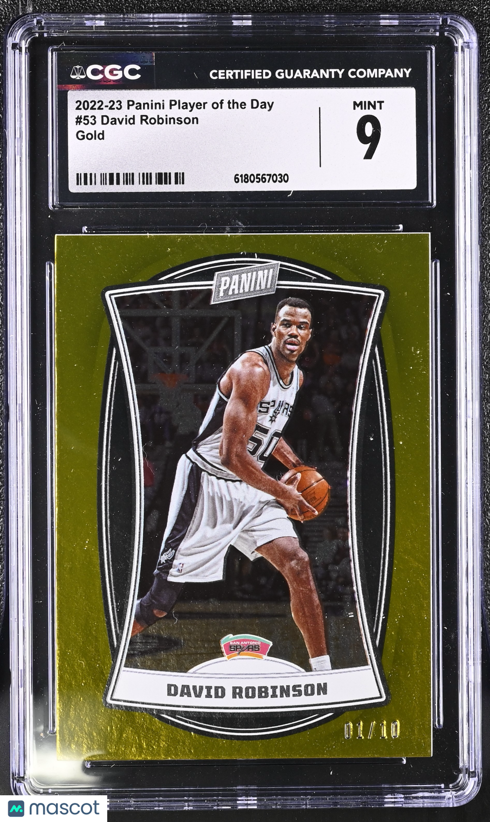 2022-23 Panini Player Of The Day David Robinson Gold /10 #53 CGC 9 Spurs