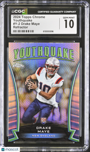 2024 Topps Chrome Drake Maye Refractor Rookie Youthquake #Y-2 CGC 10 Patriots