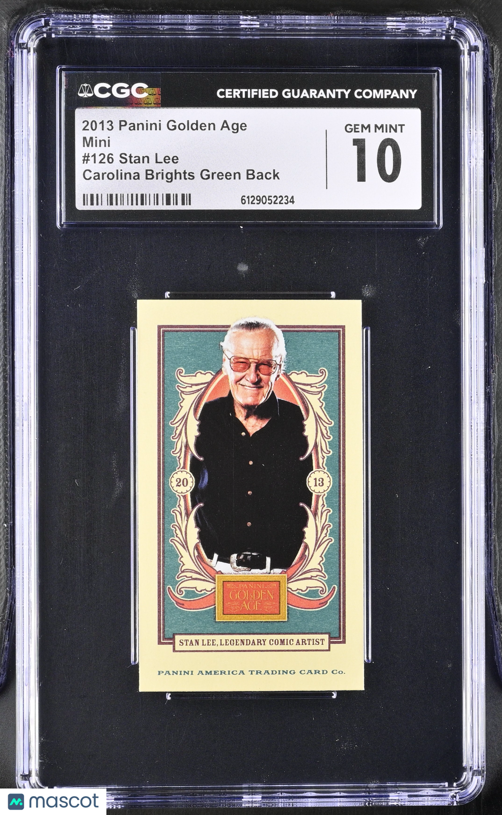 2013 Panini Golden Age Stan Lee Carolina Brights Green Back Mini #126 CGC 10