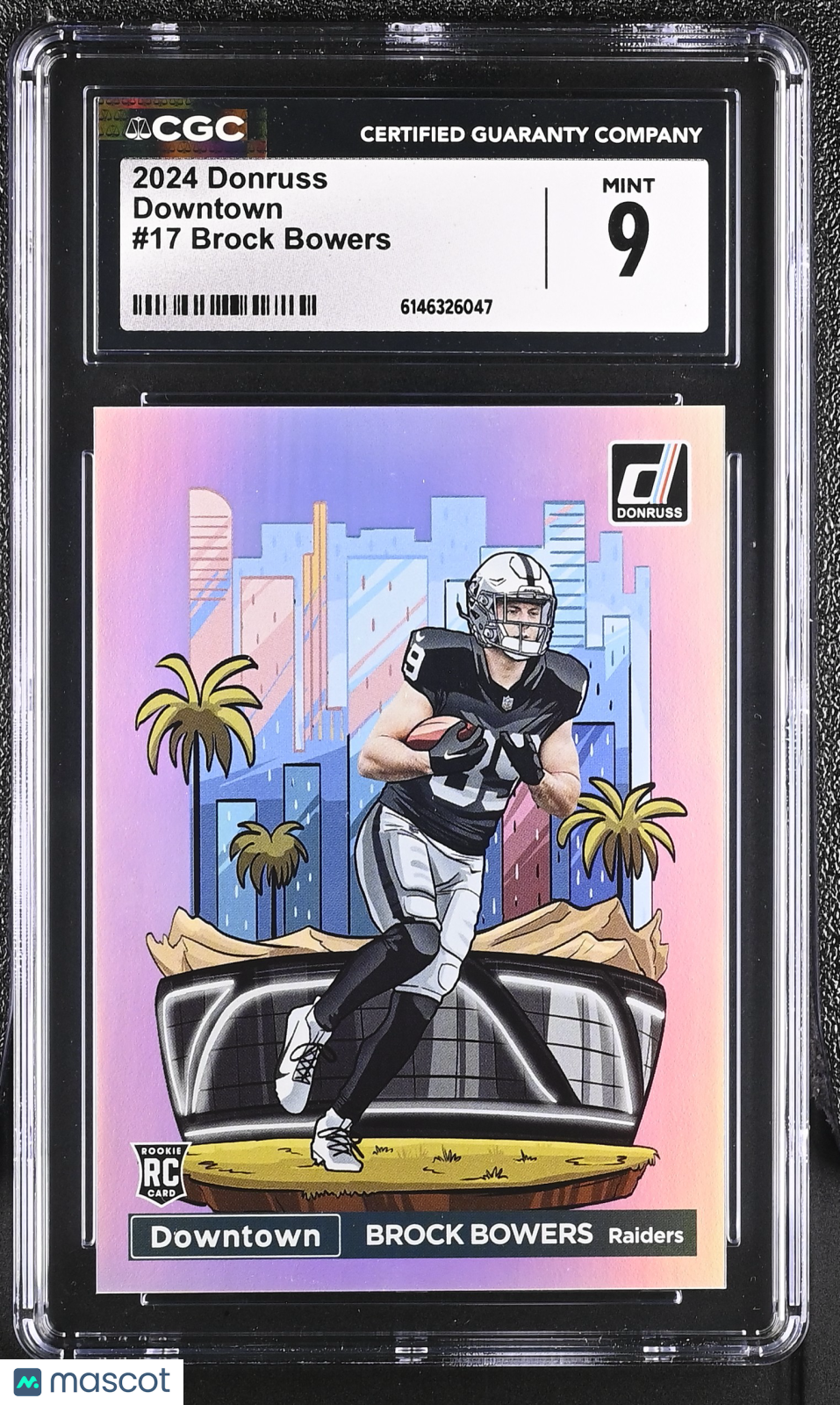 2024 Donruss Brock Bowers Rookie Downtown #17 CGC 9 Las Vegas Raiders