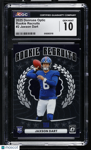 2025 Donruss Optic Jaxson Dart Rookie Recruits #2 CGC 10 New York Giants