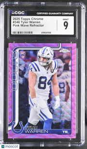 2025 Topps Chrome Tyler Warren Pink Wave Refractor Rookie #346 CGC 9 Colts