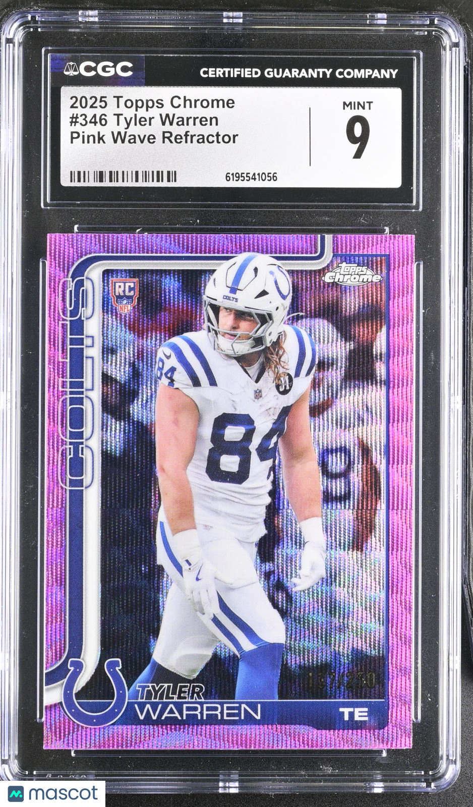 2025 Topps Chrome Tyler Warren Pink Wave Refractor Rookie #346 CGC 9 Colts
