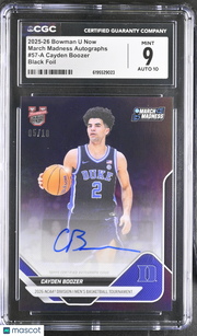 2025-26 Bowman U Now Cayden Boozer Black Foil /10 March Madness Auto CGC 9 Duke