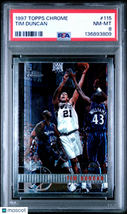 1997 Topps Chrome Tim Duncan Rookie #115 PSA 8 San Antonio Spurs