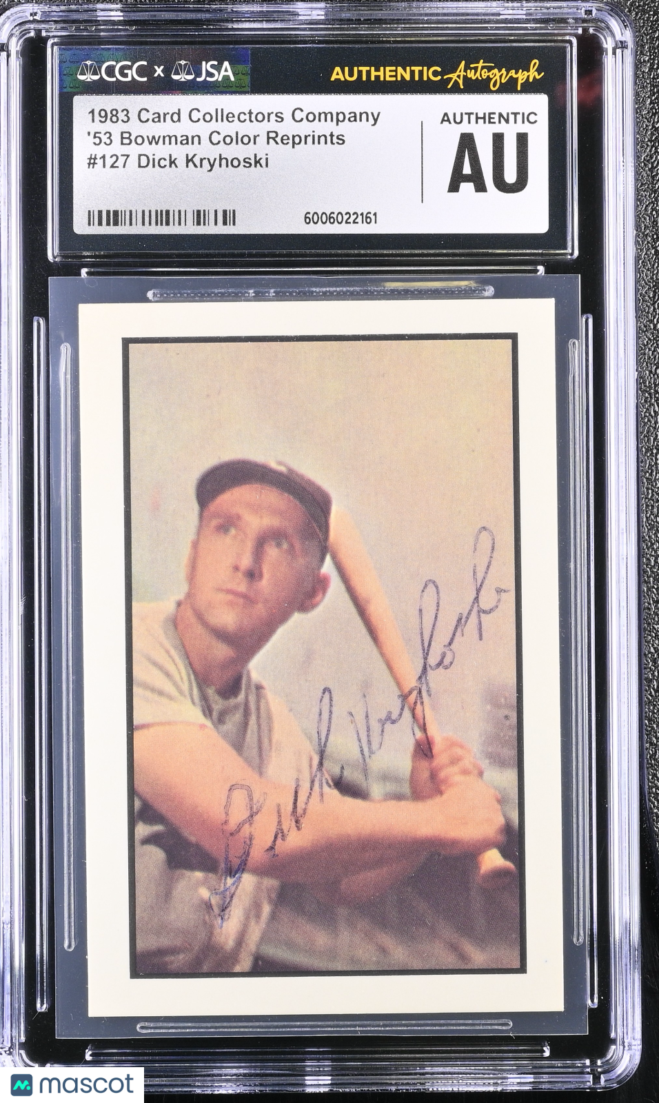 1983 C.C.C. Dick Kryhoski #127 '53 Bowman Color Reprints CGC Authentic JSA Auto Authentic