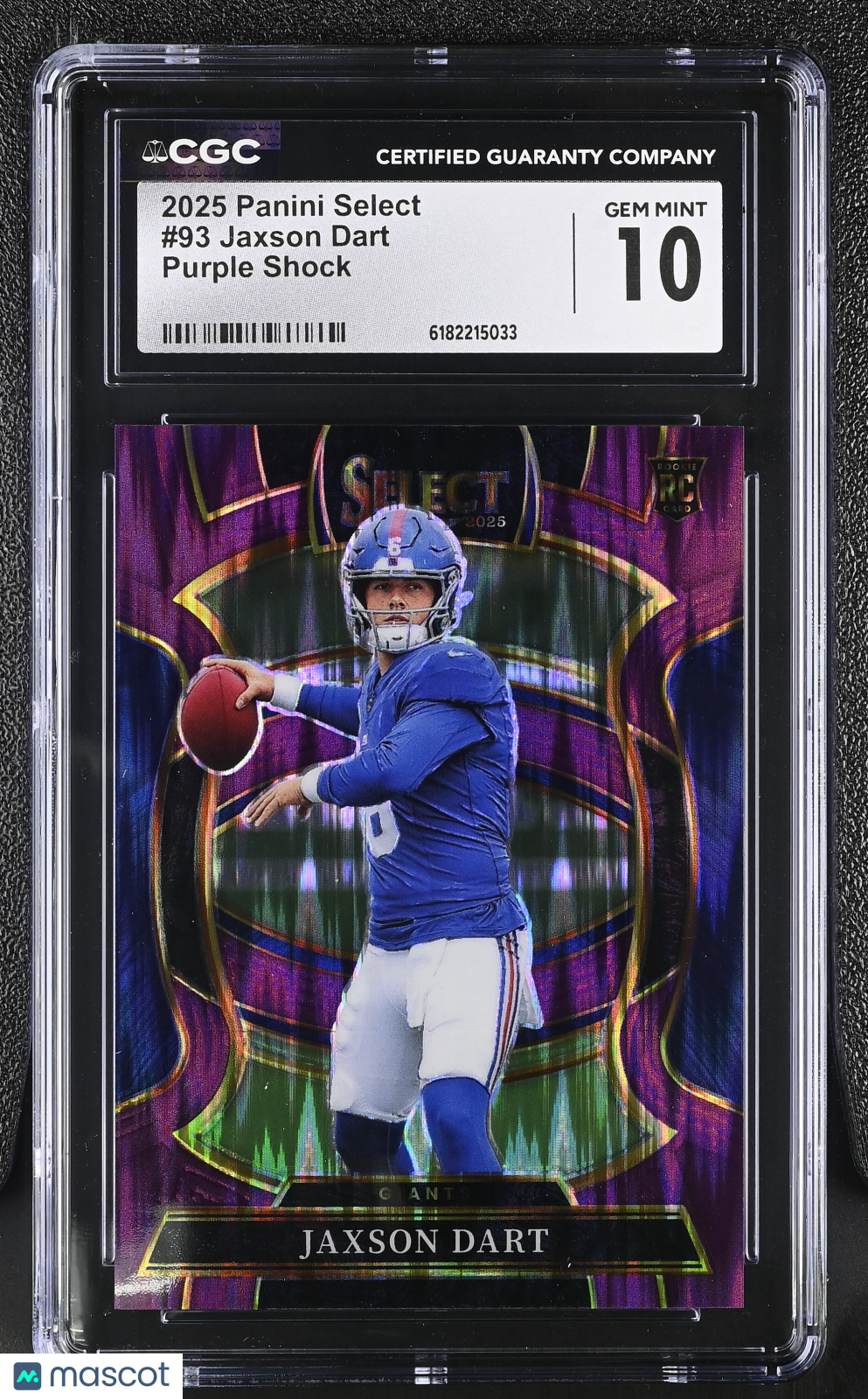 2025 Panini Select Jaxson Dart Purple Shock /699 Rookie #93 CGC 10 Giants