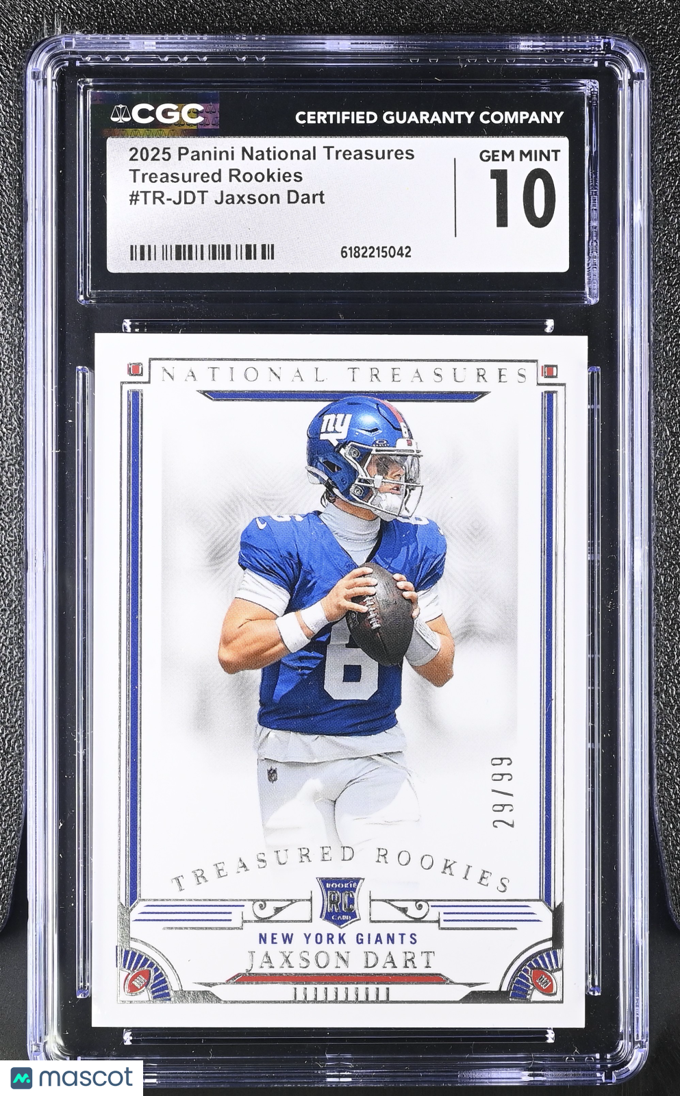 2025 National Treasures Jaxson Dart /99 Treasured Rookies #TR-JDT CGC 10 Giants