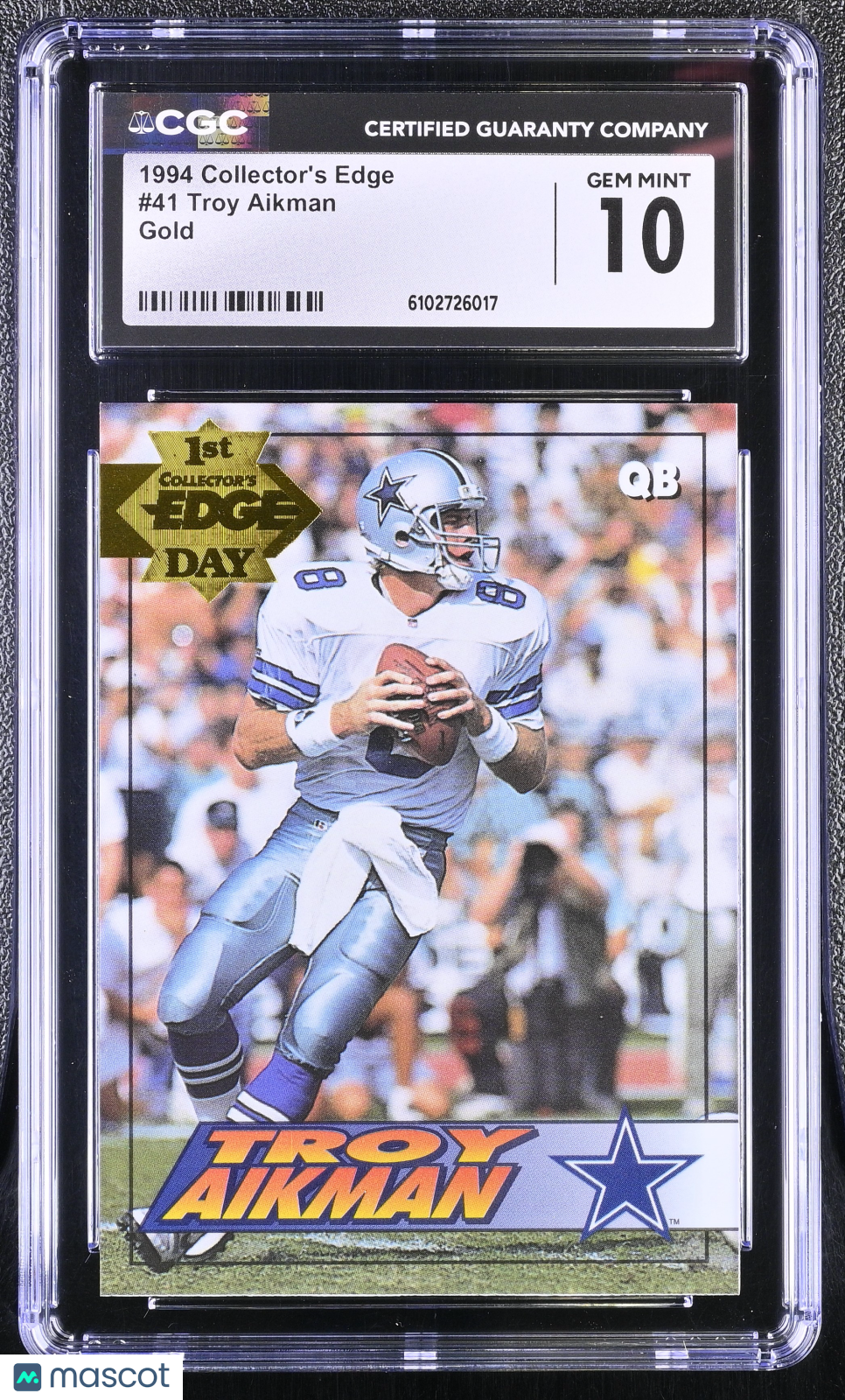 1994 Collector's Edge Troy Aikman Gold #41 CGC 10 Dallas Cowboys