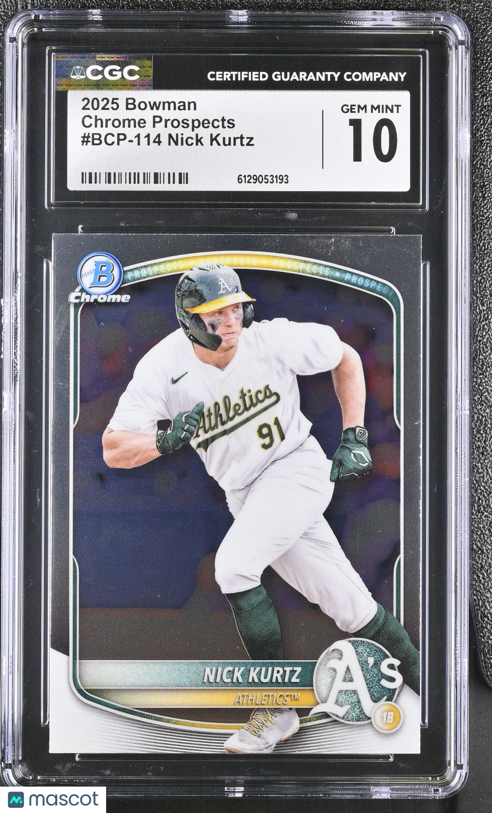 2025 Bowman Nick Kurtz #BCP-114 Chrome Prospects CGC 10