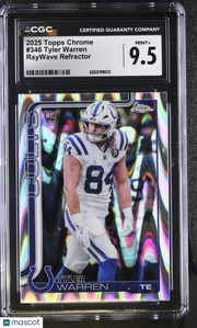 2025 Topps Chrome Tyler Warren RayWave Refractor Rookie #346 CGC 9.5 Colts
