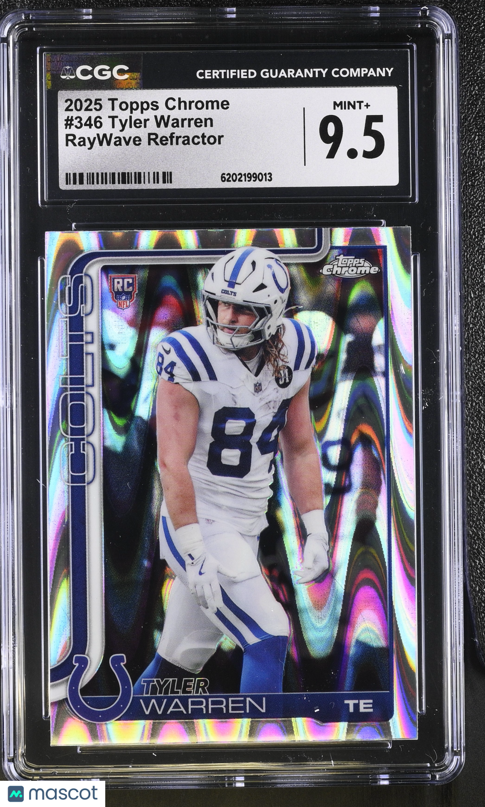 2025 Topps Chrome Tyler Warren RayWave Refractor Rookie #346 CGC 9.5 Colts