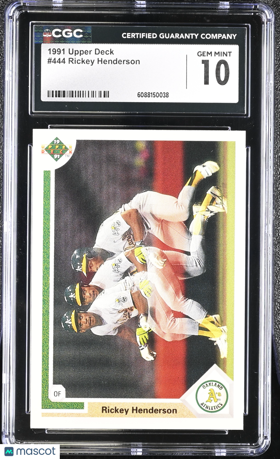 1991 Upper Deck Rickey Henderson #444 CGC 10 Oakland Athletics