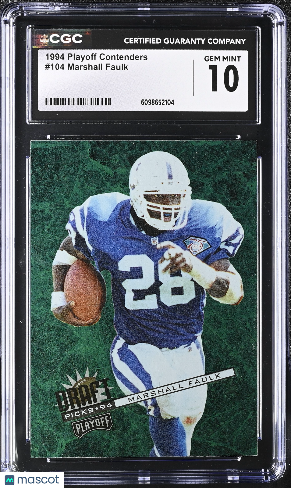 1994 Playoff Contenders Marshall Faulk Rookie #104 CGC 10 Indianapolis Colts