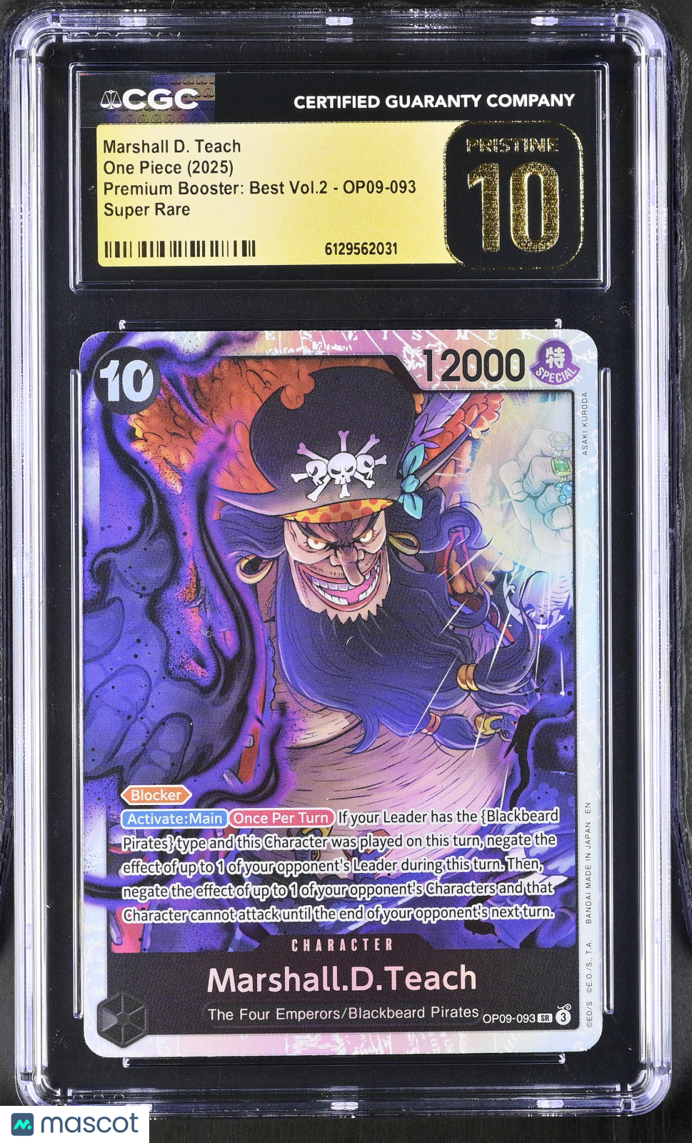 One Piece Premium Booster: Best Vol.2 Marshall D. Teach CGC 10 OP09-093 Pristine