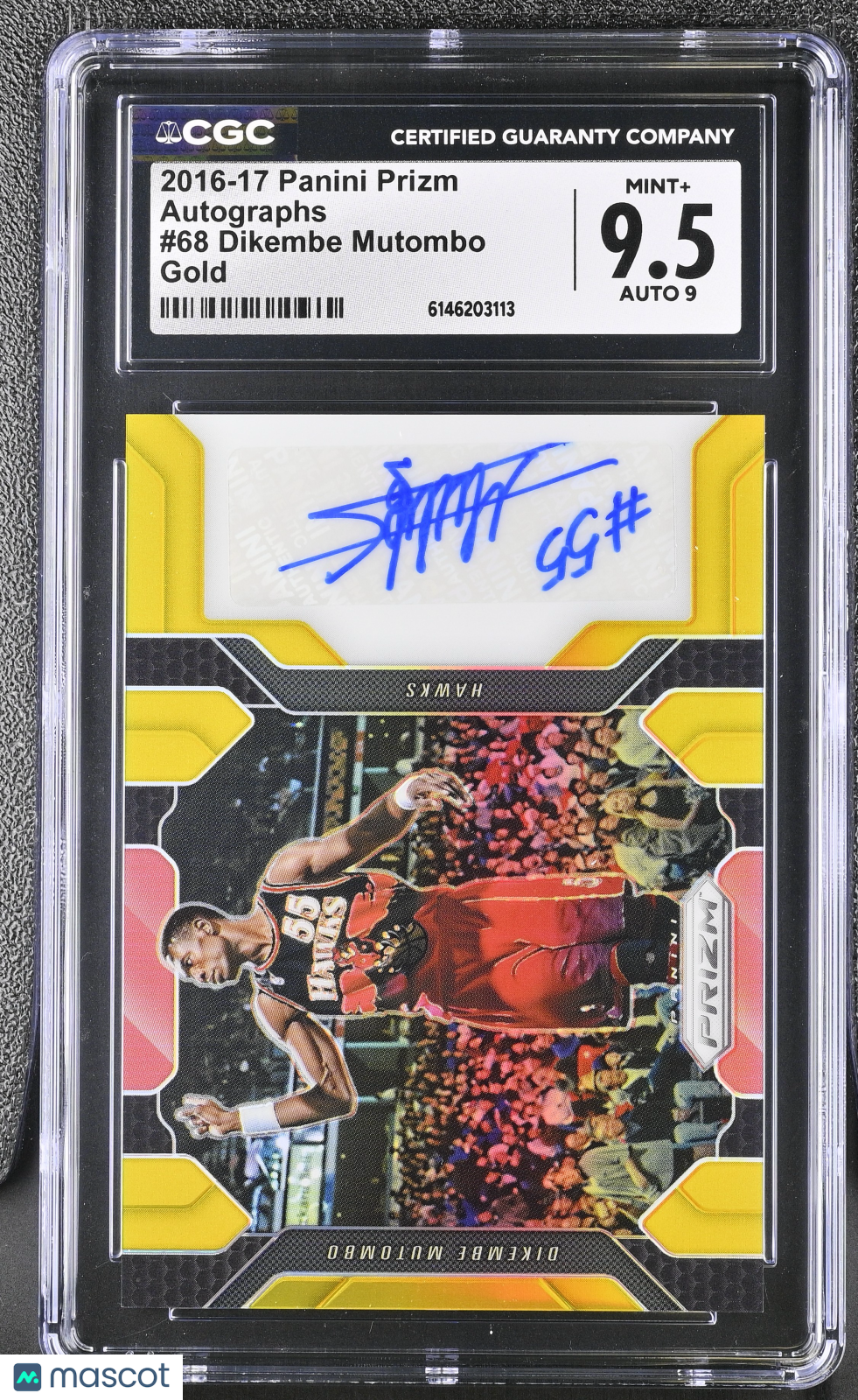 2016-17 Panini Prizm Dikembe Mutombo Gold /10 Autographs #68 CGC 9.5 Rockets