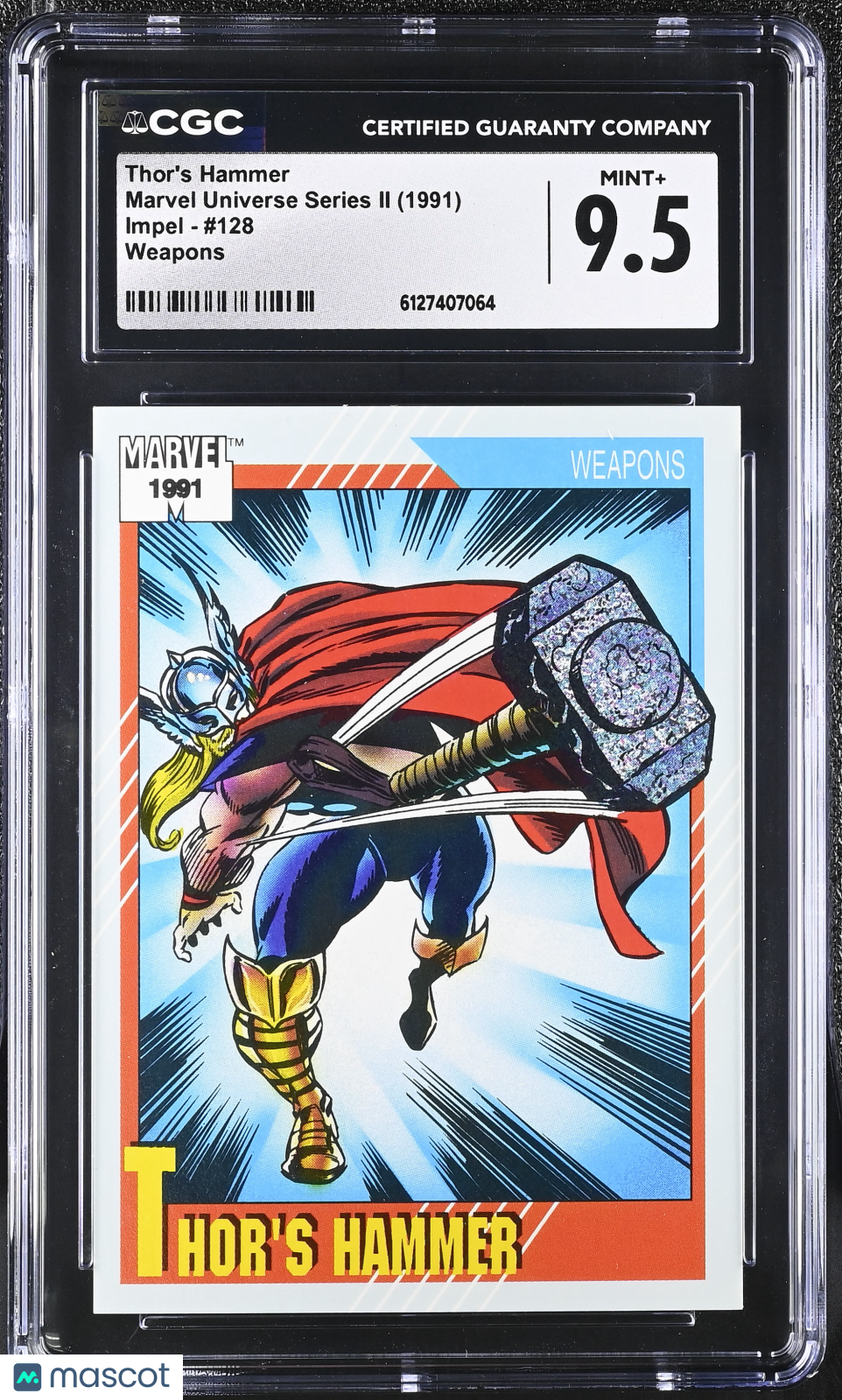 1991 Impel Marvel Universe Series II Thor's Hammer #128 Weapons CGC 9.5