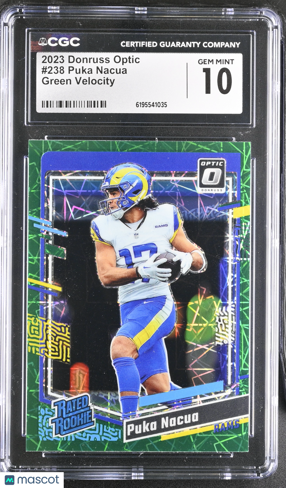 2023 Donruss Optic Puka Nacua Green Velocity Rookie #238 CGC 10 Los Angeles Rams
