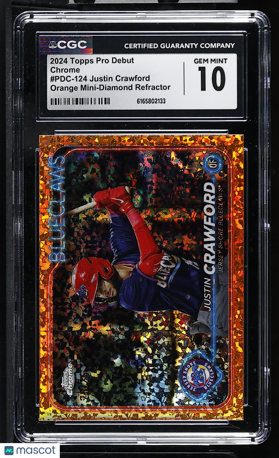 2024 Topps Pro Debut Justin Crawford Orange Mini-Diamond /25 Chrome #124 CGC 10
