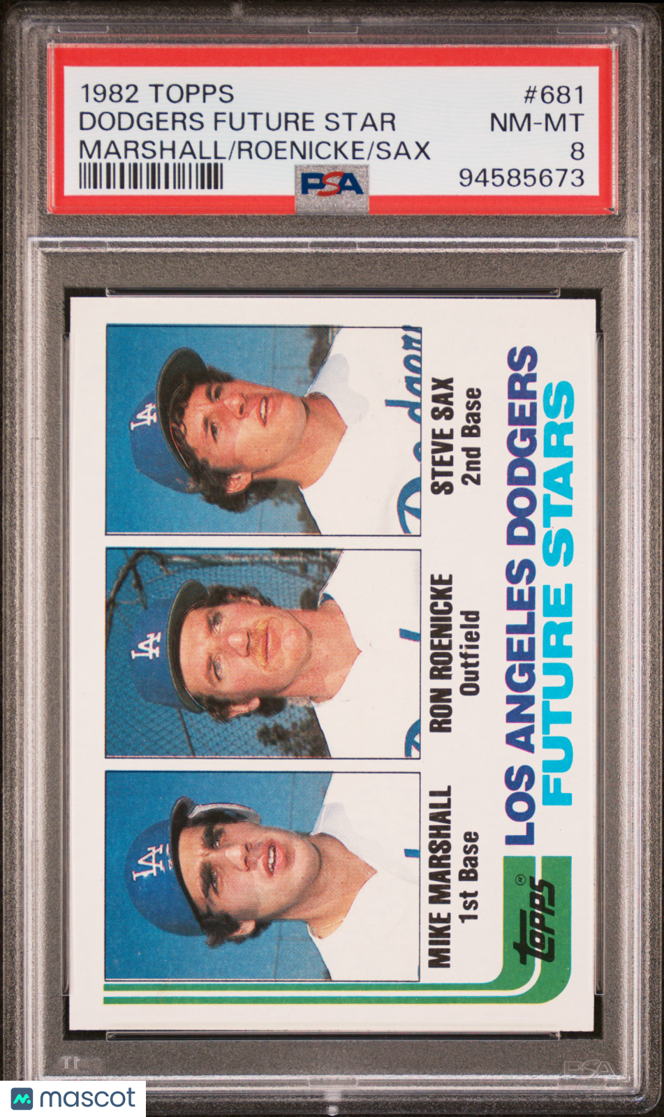 1982 Topps Dodgers Future Star #681 Marshall Roenicke Sax PSA 8