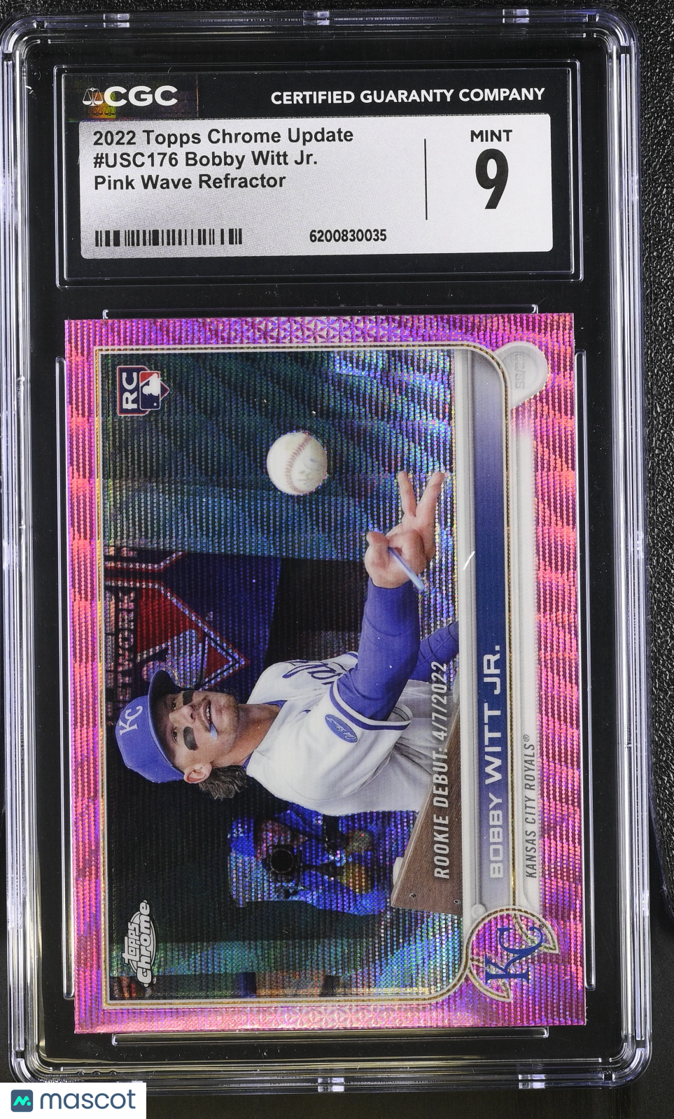 2022 Topps Chrome Update Bobby Witt Jr. Pink Wave Rookie #USC176 CGC 9 Royals