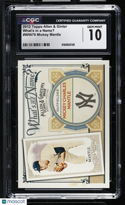 2012 Topps Allen & Ginter Mickey Mantle What's in a Name? #WIN79 CGC 10 Yankees