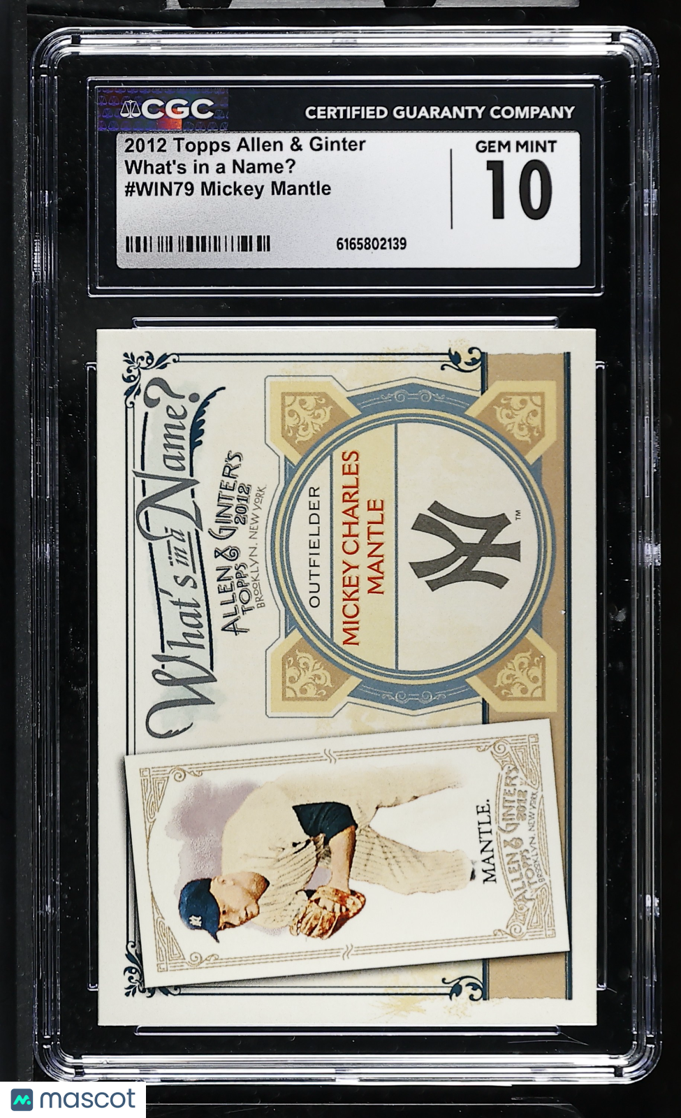 2012 Topps Allen & Ginter Mickey Mantle What's in a Name? #WIN79 CGC 10 Yankees