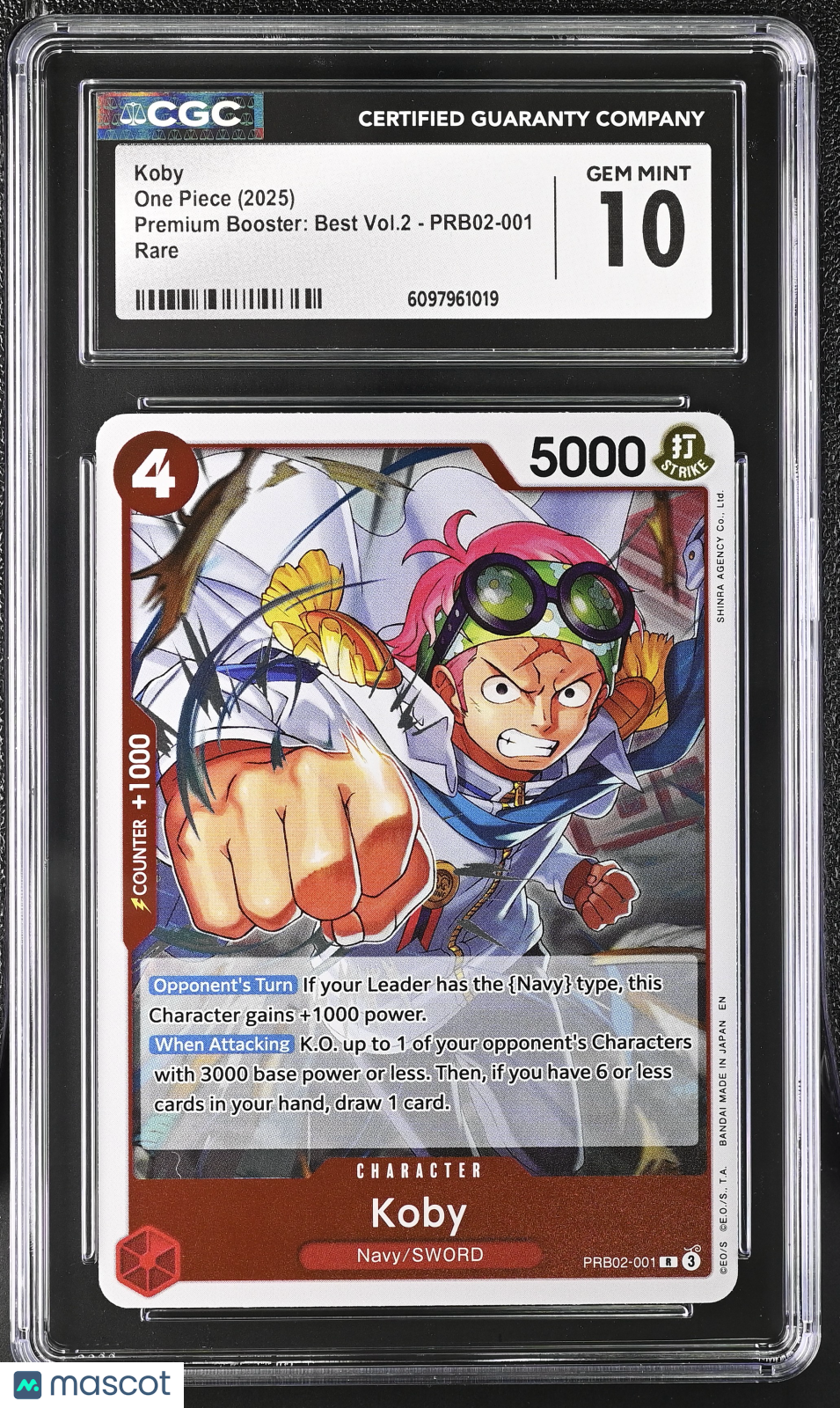 2025 One Piece Premium Booster: Best Vol.2 Koby CGC 10 #PRB02-001