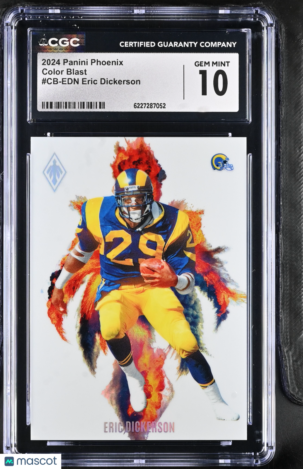2024 Panini Phoenix Eric Dickerson Color Blast #CB-EDN CGC 10 St. Louis Rams