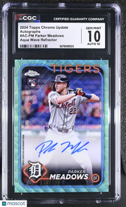 2024 Topps Chrome Update Parker Meadows Aqua Wave /199 Rookie Auto #AC-PM CGC 10