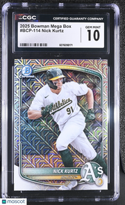 2025 Bowman Mega Box Nick Kurtz Rookie #BCP-114 CGC 10 Oakland Athletics