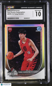 2025-26 Bowman Yang Hansen Red Rookie Redemption #BRR-16 CGC 10 Trail Blazers