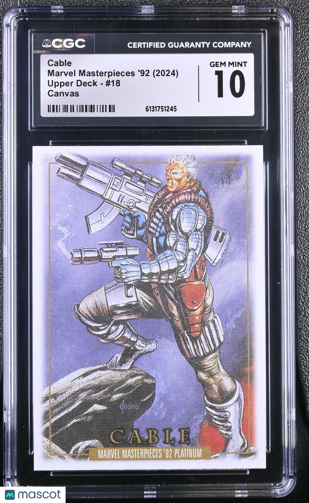 2024 Upper Deck Marvel Masterpieces '92 Cable #18 Canvas CGC 10