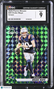2025 Panini Mosaic Drake Maye Green #28 CGC 9 New England Patriots